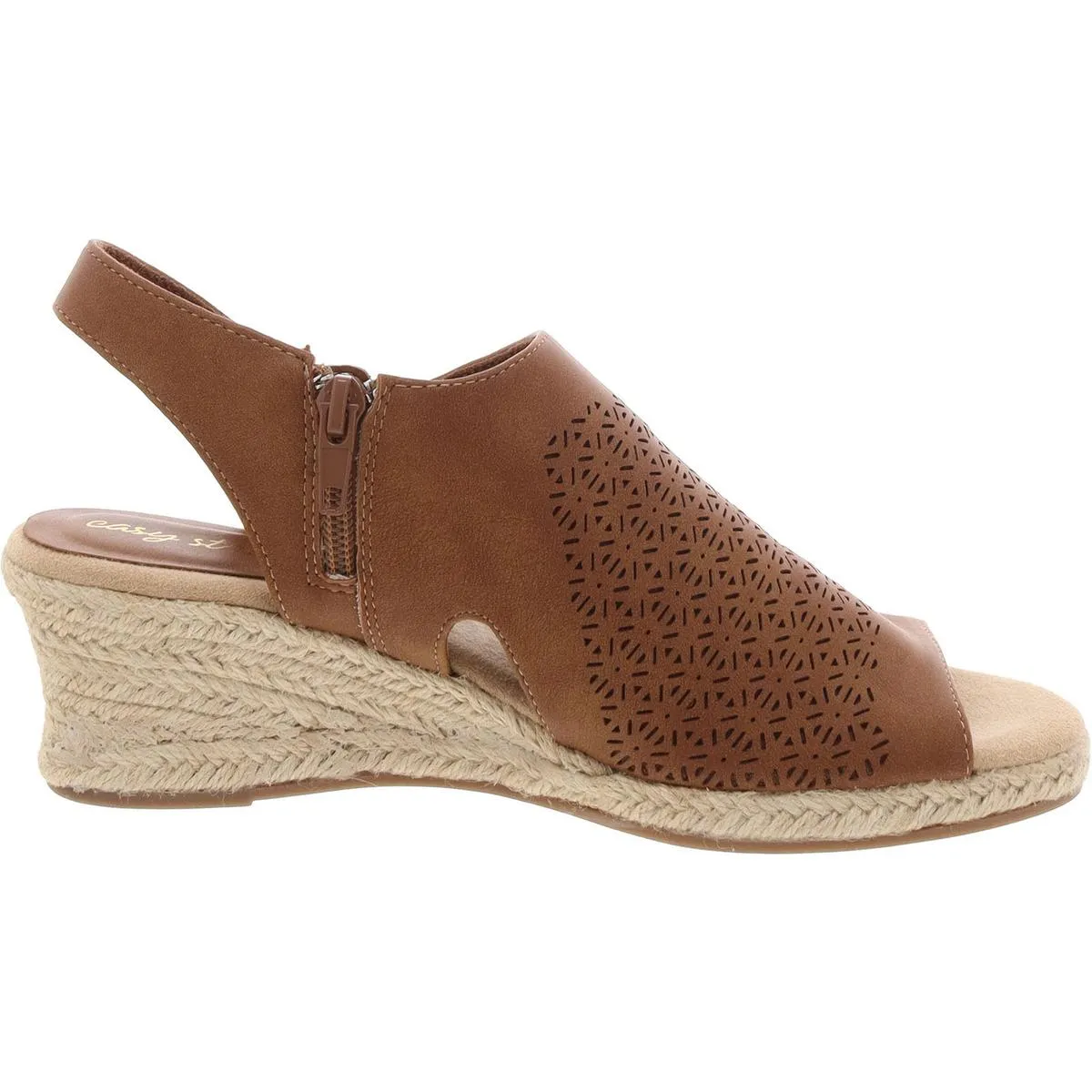 Serena Womens Braided Faux Leather Wedge Sandals