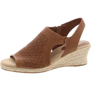 Serena Womens Braided Faux Leather Wedge Sandals