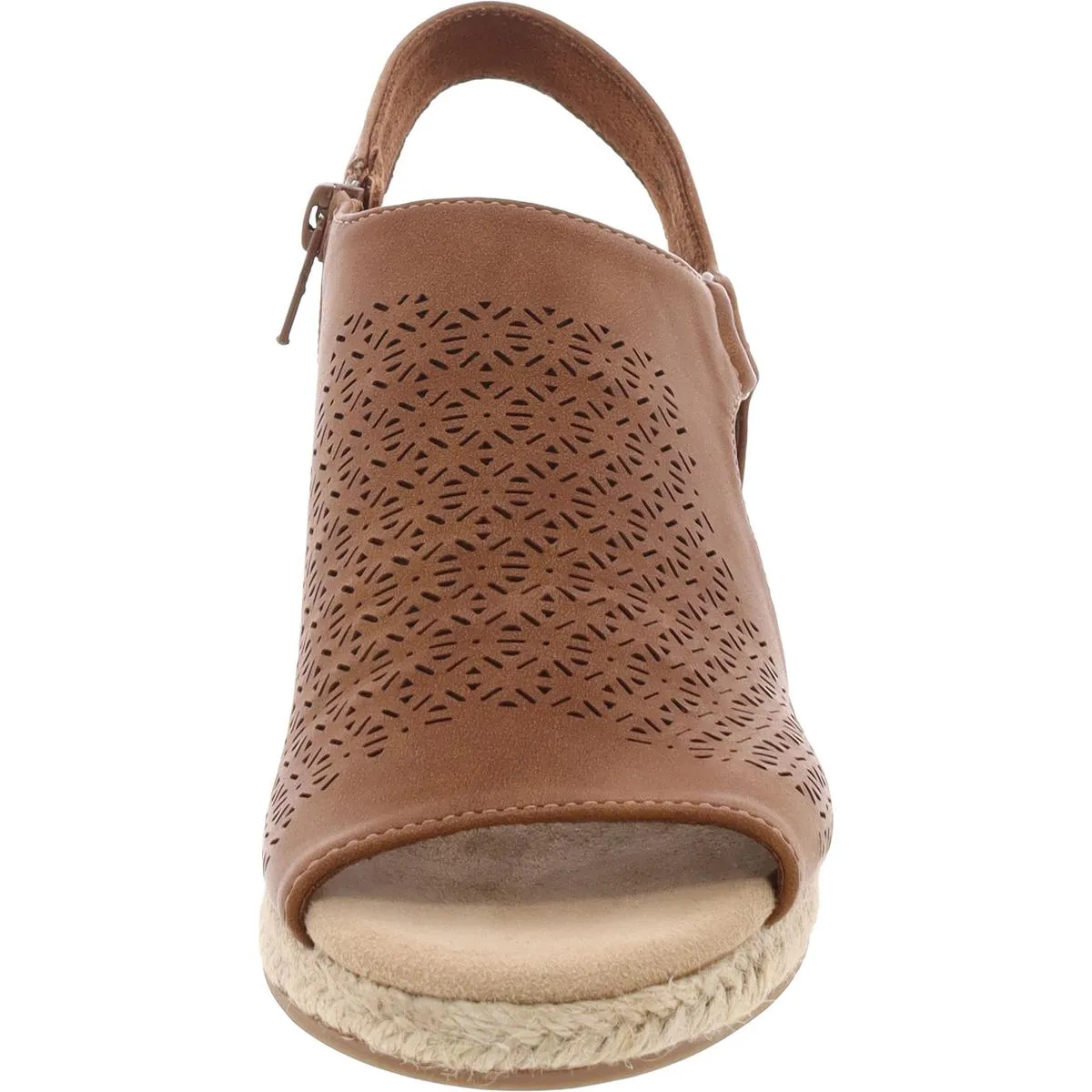 Serena Womens Braided Faux Leather Wedge Sandals