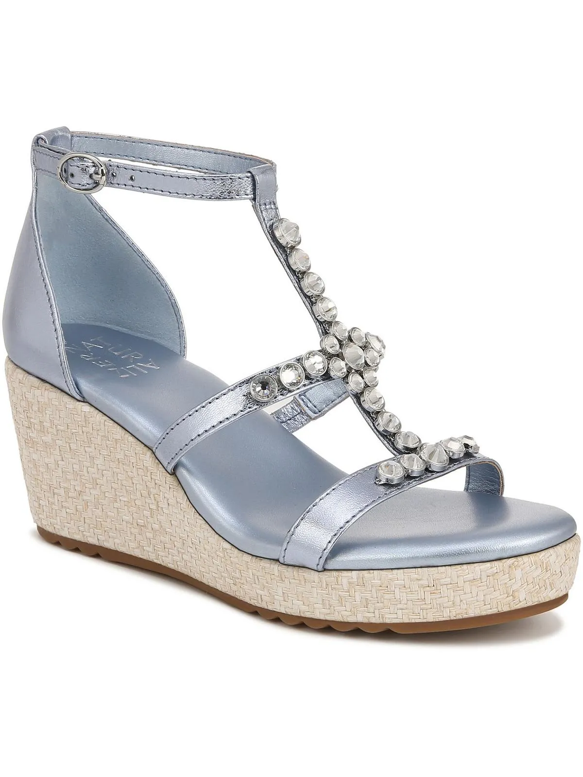 Serena Womens E Faux Leather Wedge Sandals