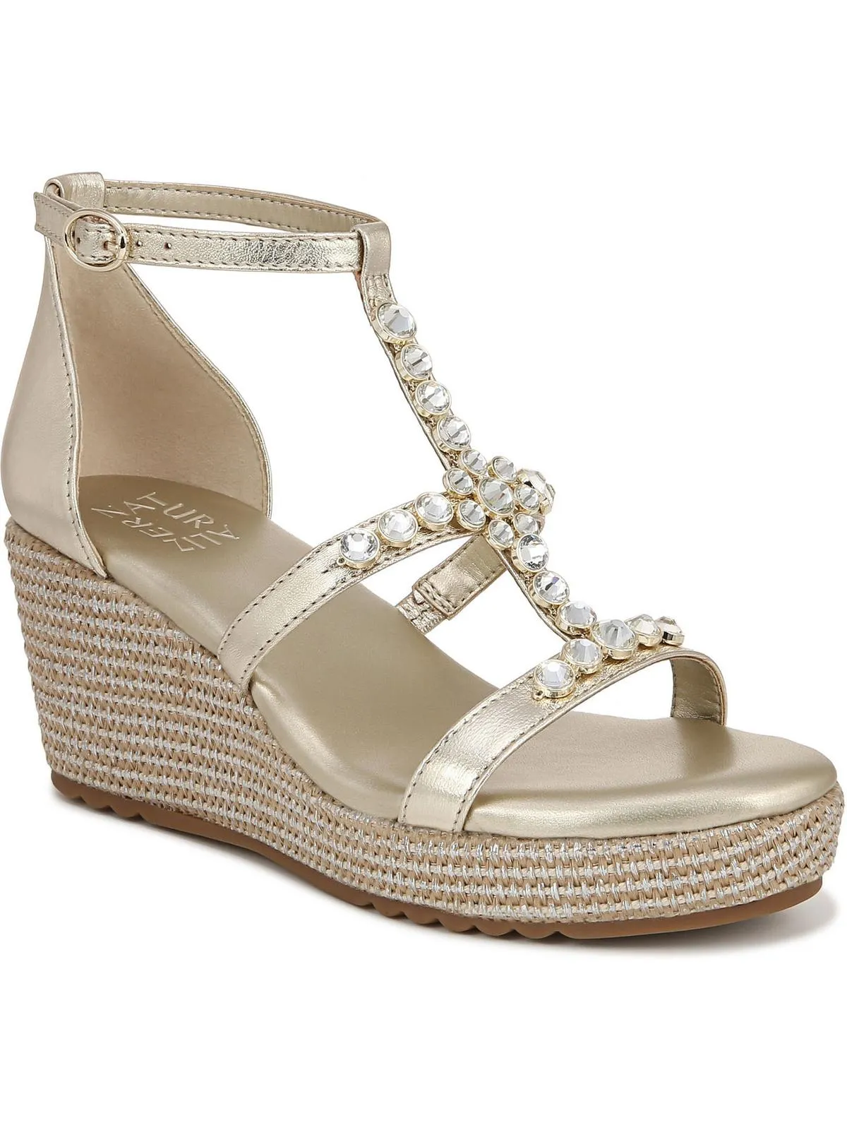 Serena Womens E Faux Leather Wedge Sandals