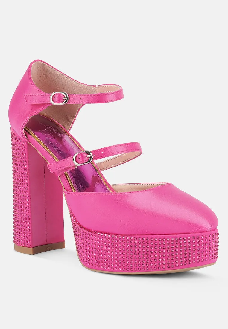 shiver rhinestones embellished platform mary jane sandals