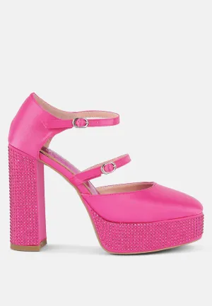 shiver rhinestones embellished platform mary jane sandals
