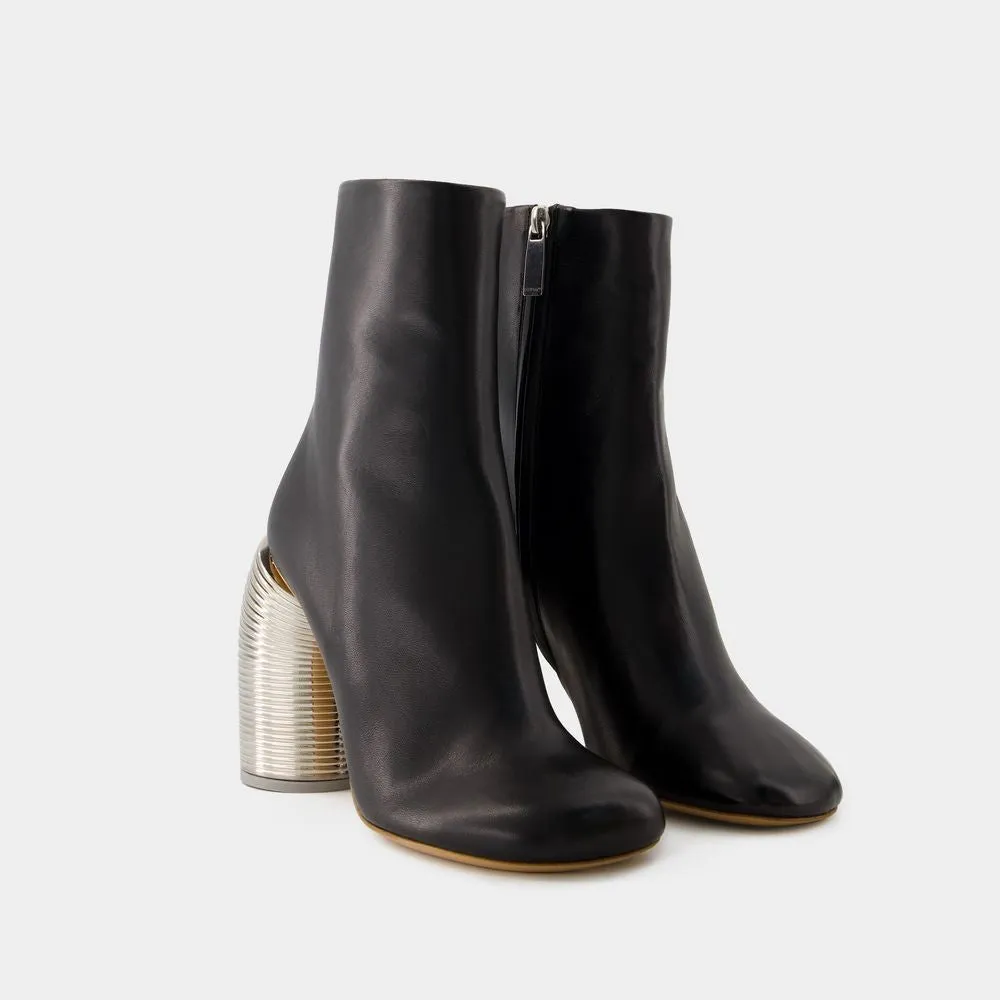 Silver Spring Ankle Boots - Leather - Black/ Silver