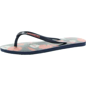 Slim Floral Basic Womens Thong Flat Flip-Flops