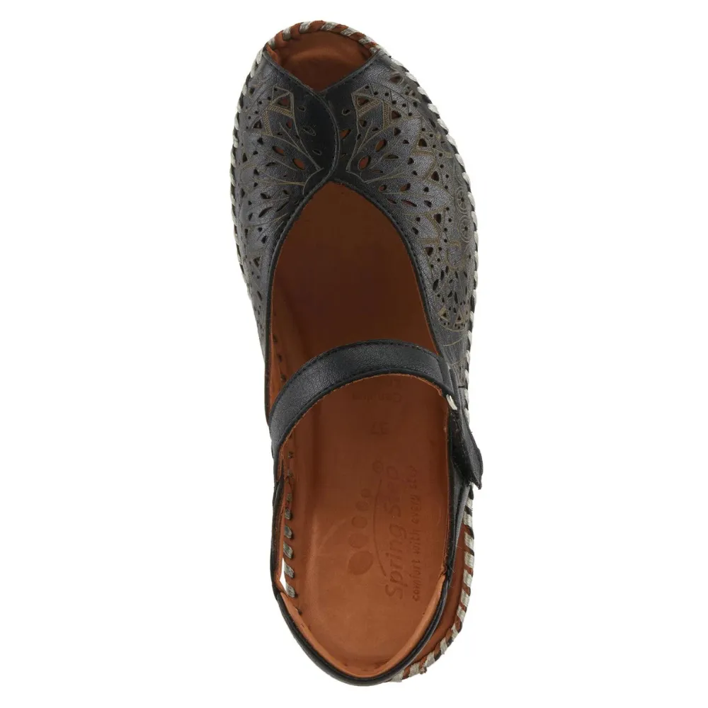 Spring Step Santonio Black Leather Sandal (Women's)