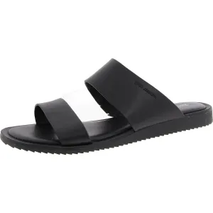 ST168 Womens Logo Leather Slide Sandals