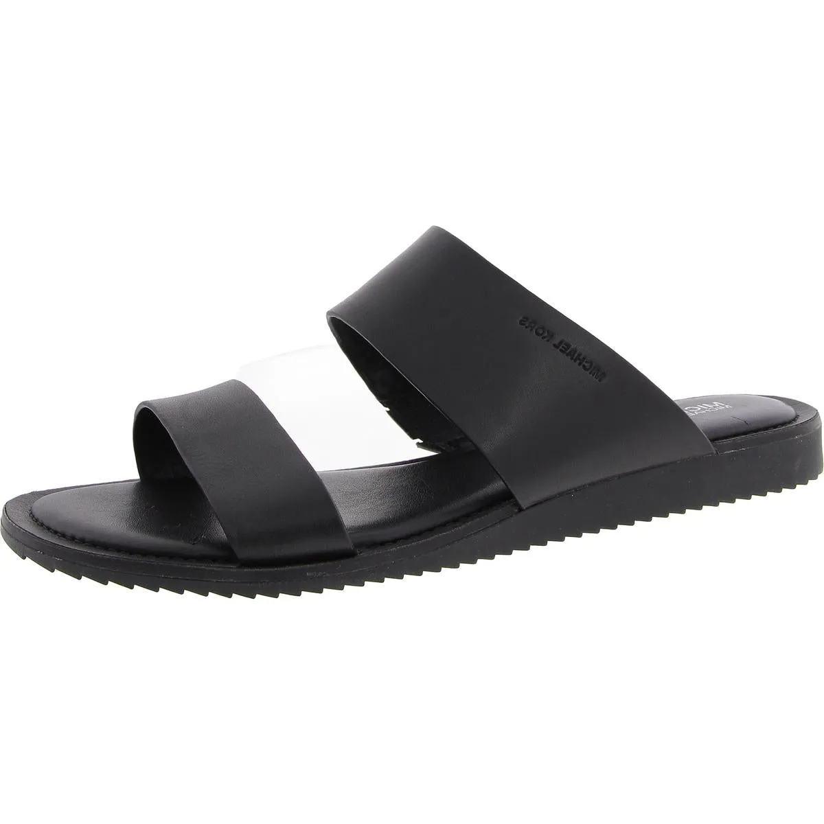 ST168 Womens Logo Leather Slide Sandals