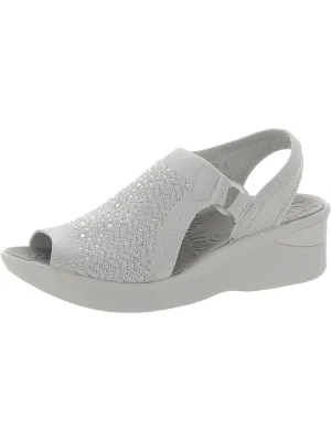 Star Bright Womens Metallic Embellished Wedge Sandals