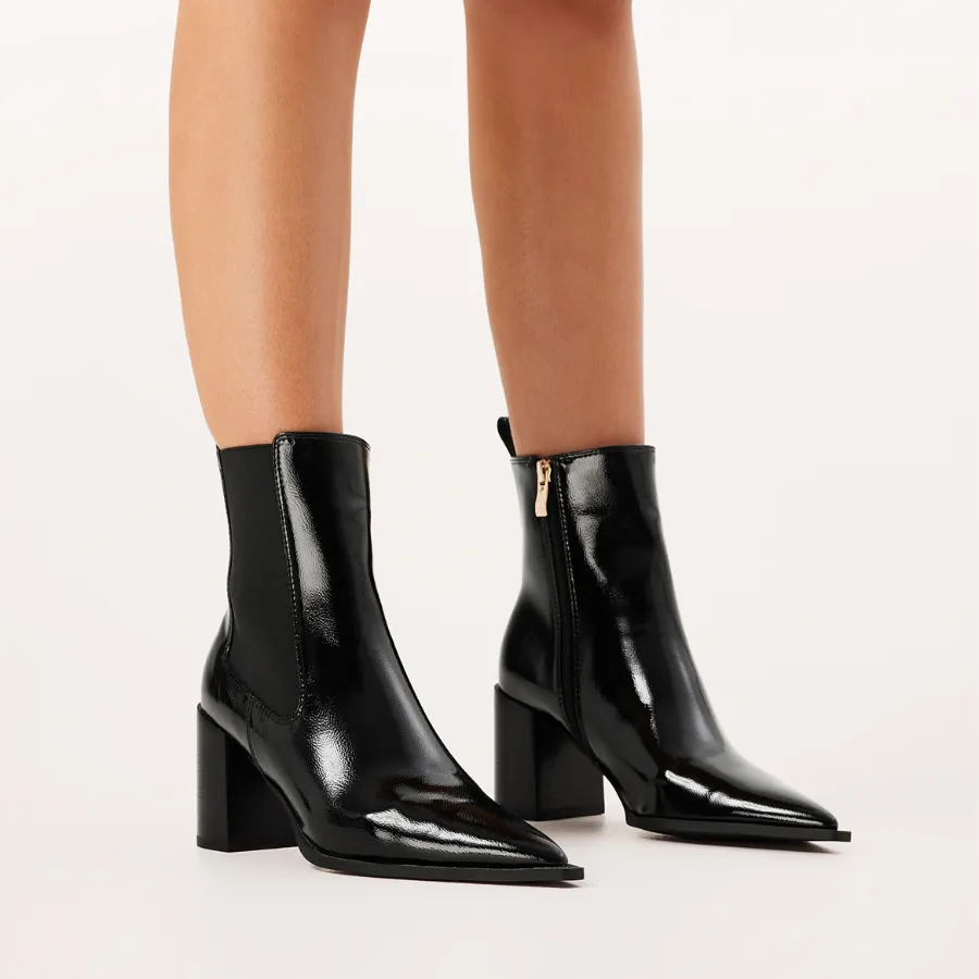 STEPHANIE - BLACK CRINKLE PATENT
