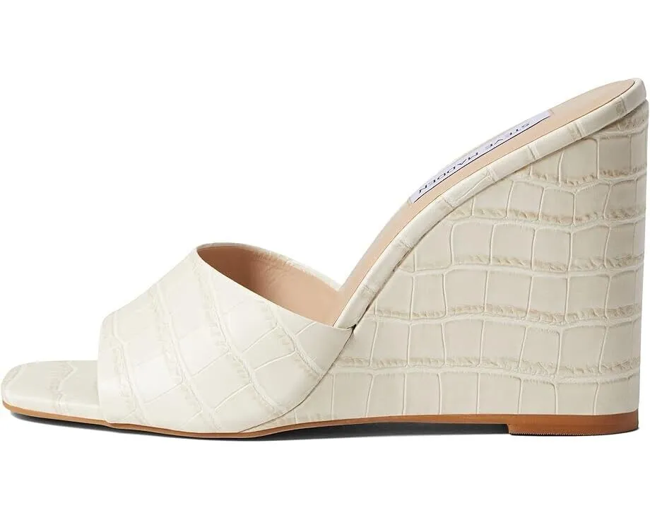 Steve Madden Veles Sandals Women's US 6 Bone Croco Square Toe Wedge Heel KHD752
