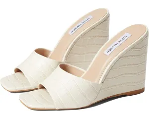 Steve Madden Veles Sandals Women's US 6 Bone Croco Square Toe Wedge Heel KHD752