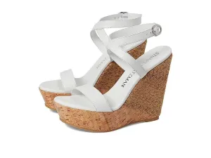 Stuart Weitzman 5050 Sandals Women's US 9.5 White Ankle Strap Wedge Heel KHD826