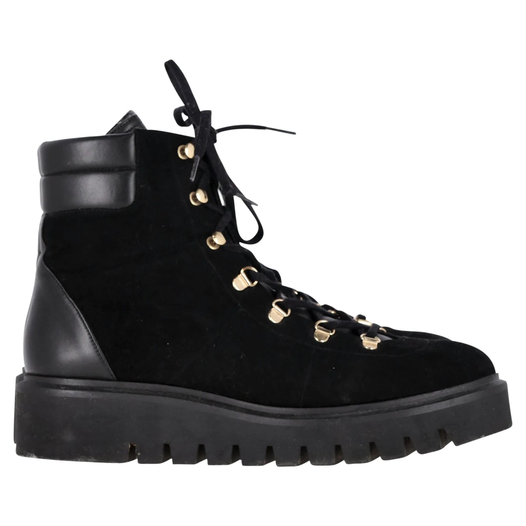 Stuart Weitzman Chalet Hiking Boots in Black Suede