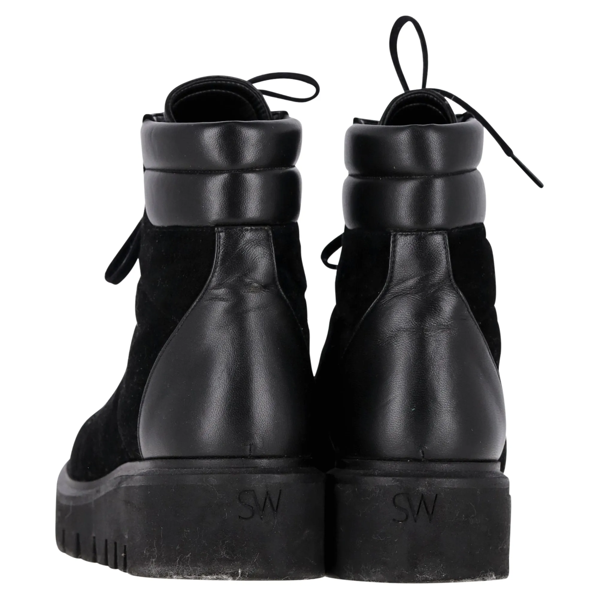 Stuart Weitzman Chalet Hiking Boots in Black Suede