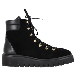 Stuart Weitzman Chalet Hiking Boots in Black Suede