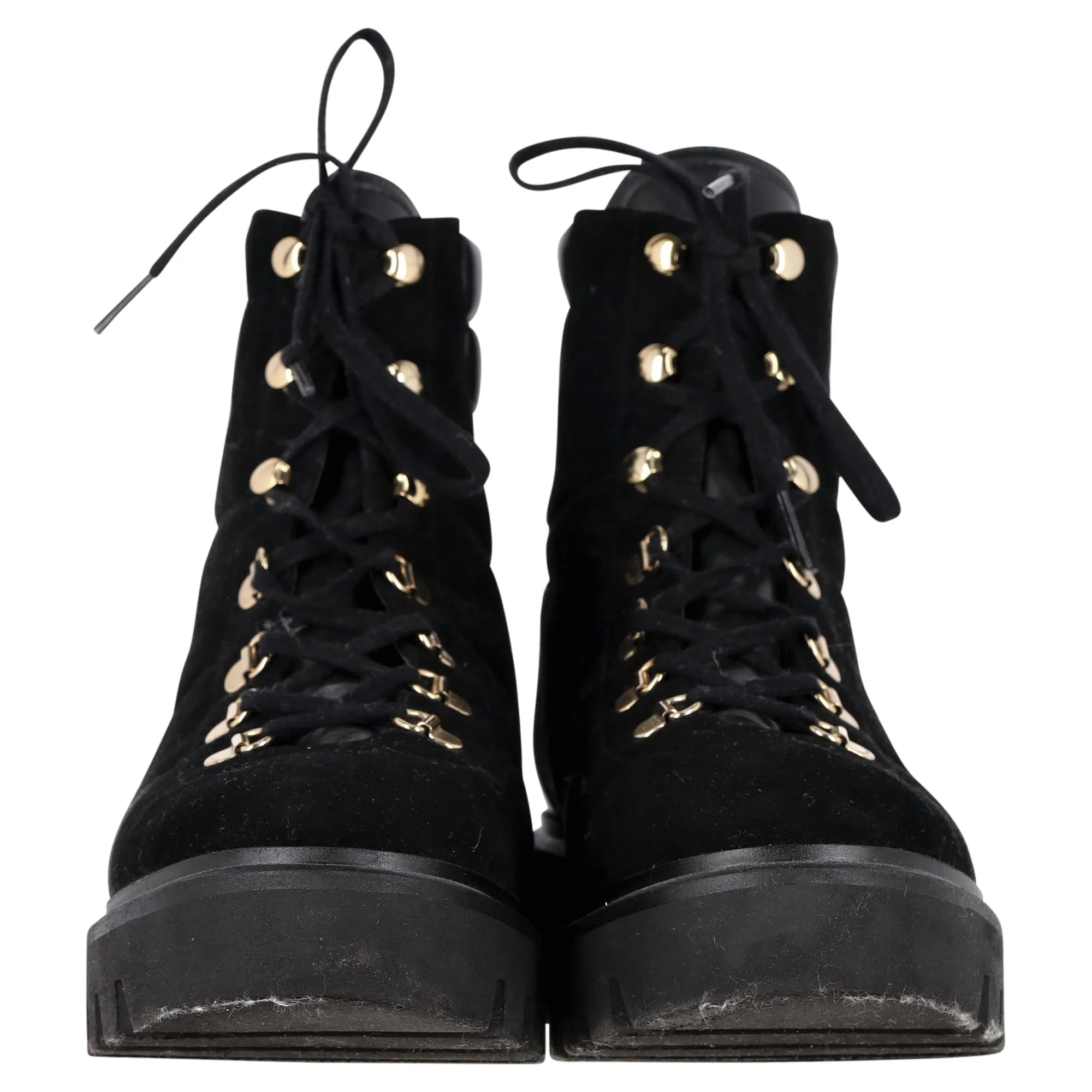 Stuart Weitzman Chalet Hiking Boots in Black Suede