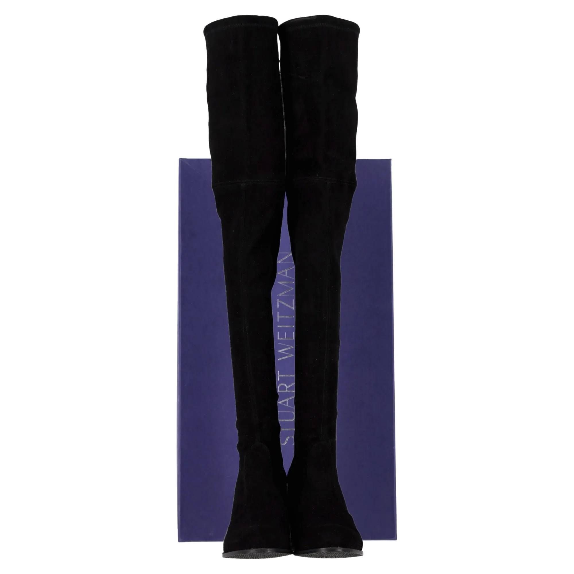 Stuart Weitzman Flareland Knee-High Boots in Black Suede