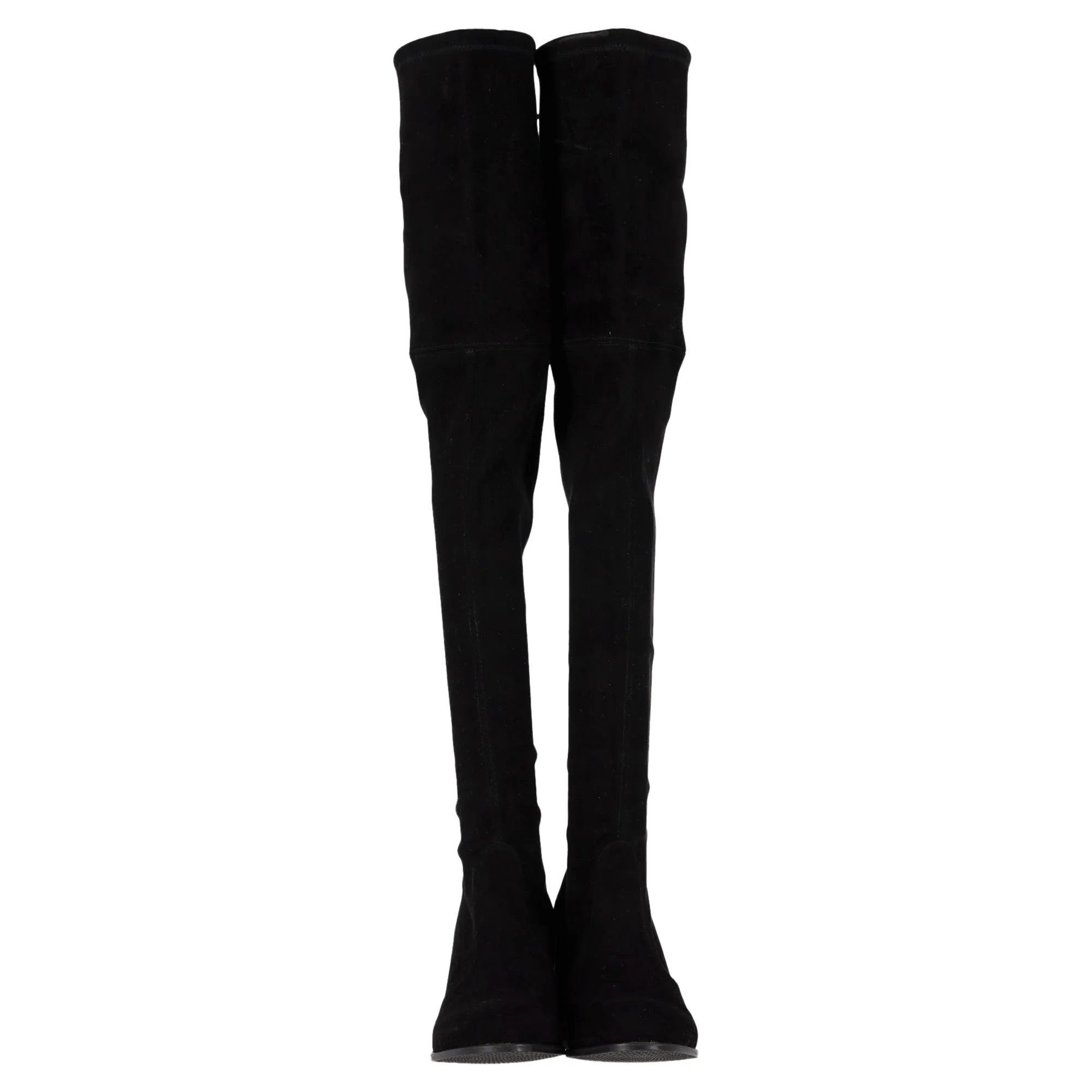 Stuart Weitzman Flareland Knee-High Boots in Black Suede