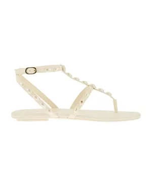 Stuart Weitzman Pearlita SH529-PY1 Sandal Women's 8 Gold Ankle Strap Flat KHD848