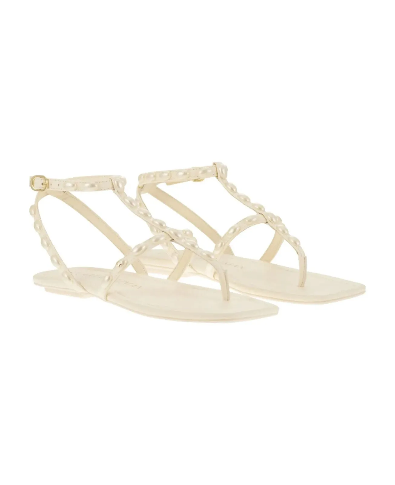 Stuart Weitzman Pearlita SH529-PY1 Sandal Women's 8 Gold Ankle Strap Flat KHD848