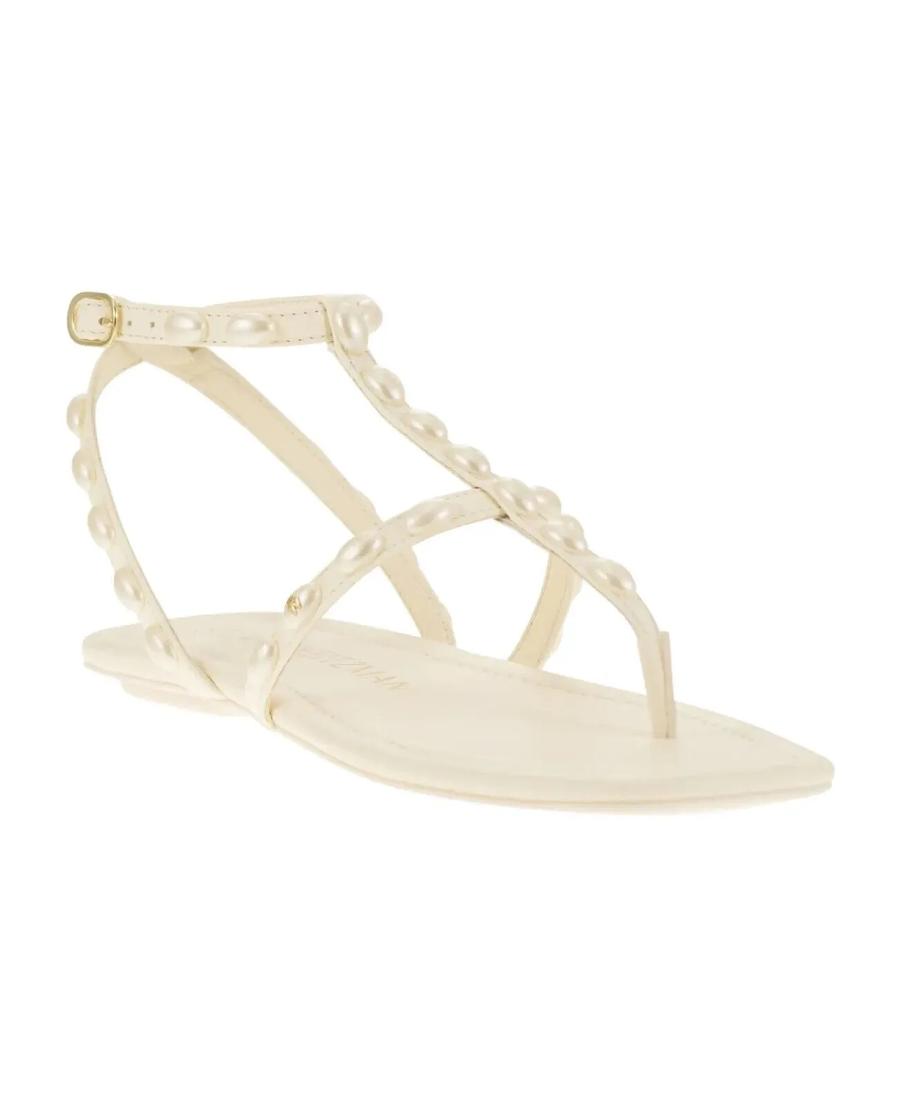 Stuart Weitzman Pearlita SH529-PY1 Sandal Women's 8 Gold Ankle Strap Flat KHD848