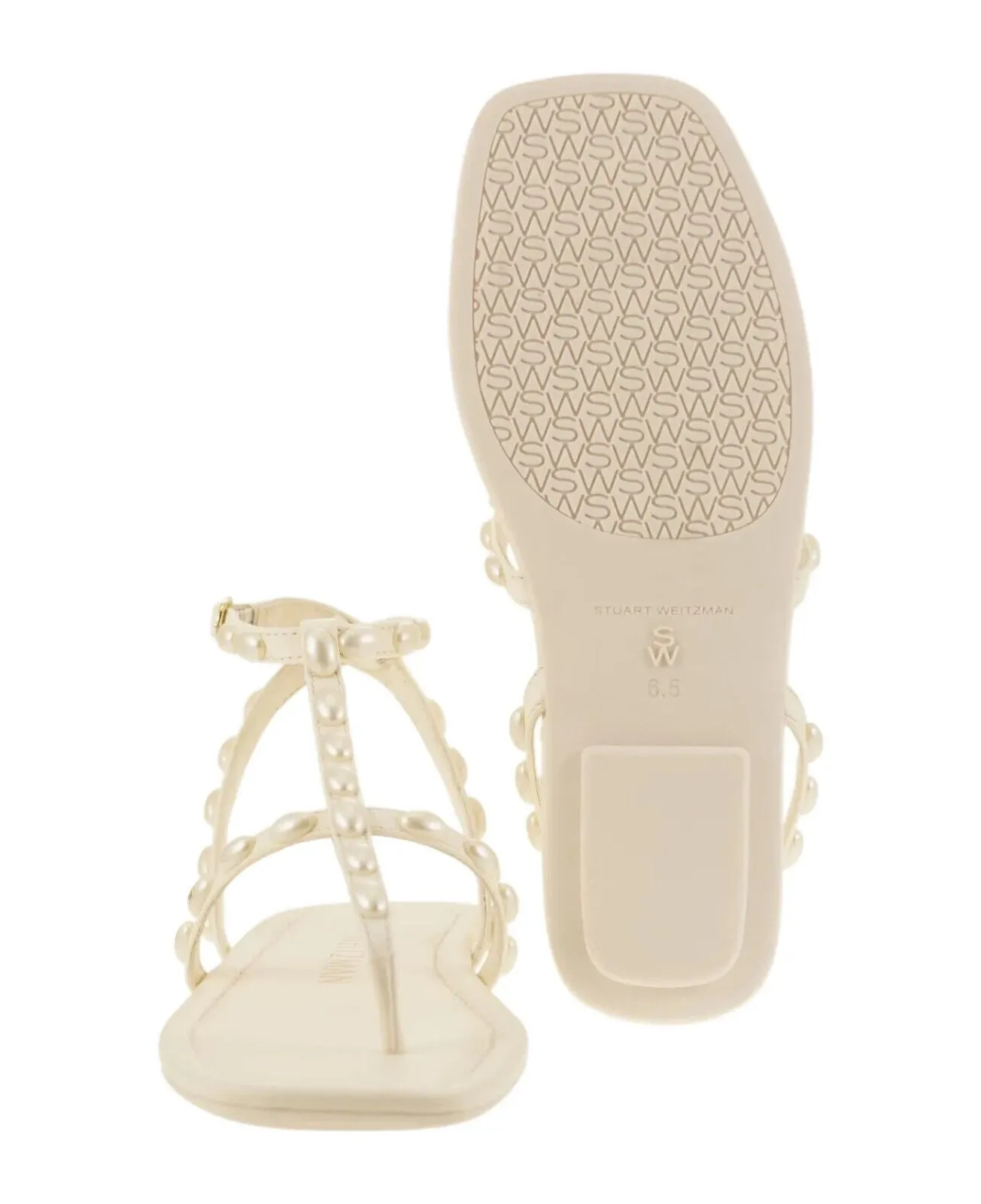 Stuart Weitzman Pearlita SH529-PY1 Sandal Women's 8 Gold Ankle Strap Flat KHD848