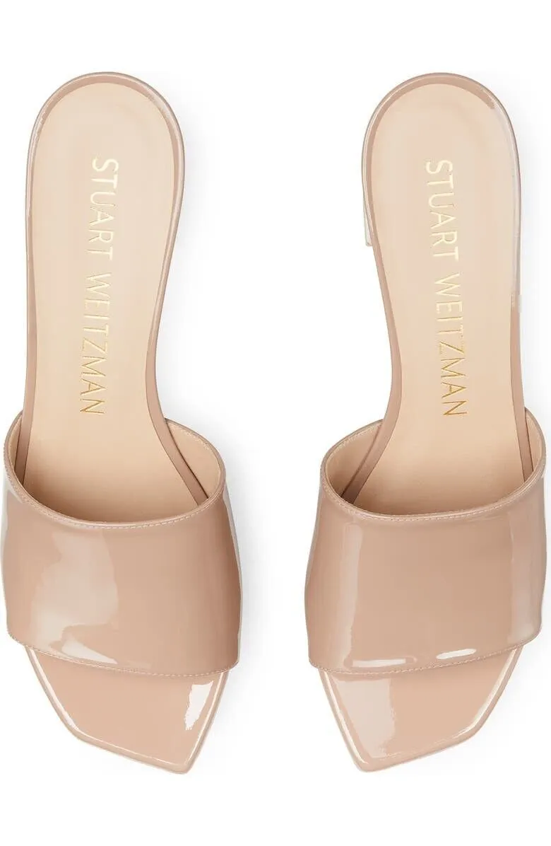 Stuart Weitzman Squarehigh Platform 95 Slide Women's 10 Fawn Heel Sandal FZP238 (Fawn,10)