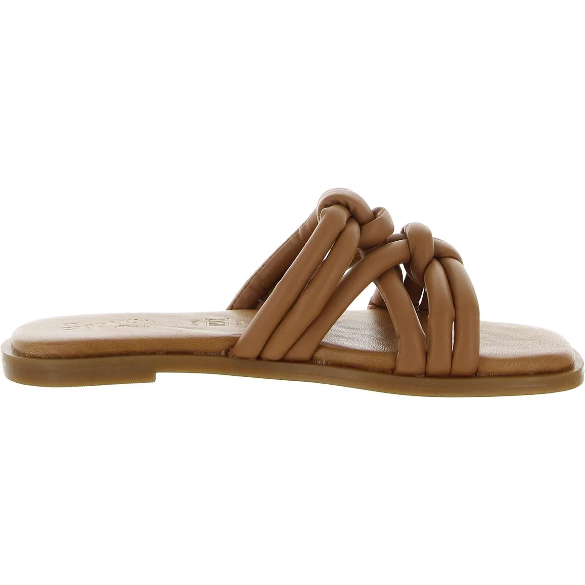 Sun Kissed Womens Faux Leather Slip On Slide Sandals