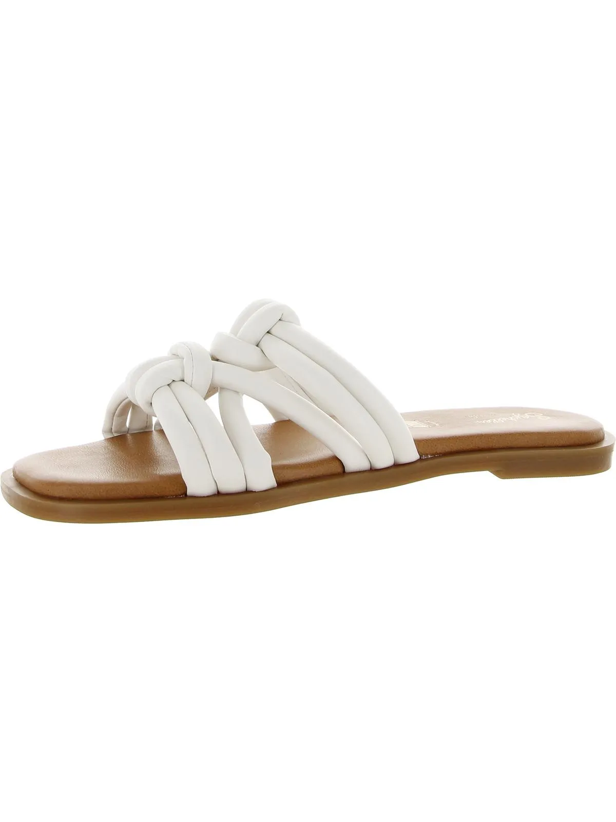 Sun Kissed Womens Faux Leather Slip On Slide Sandals