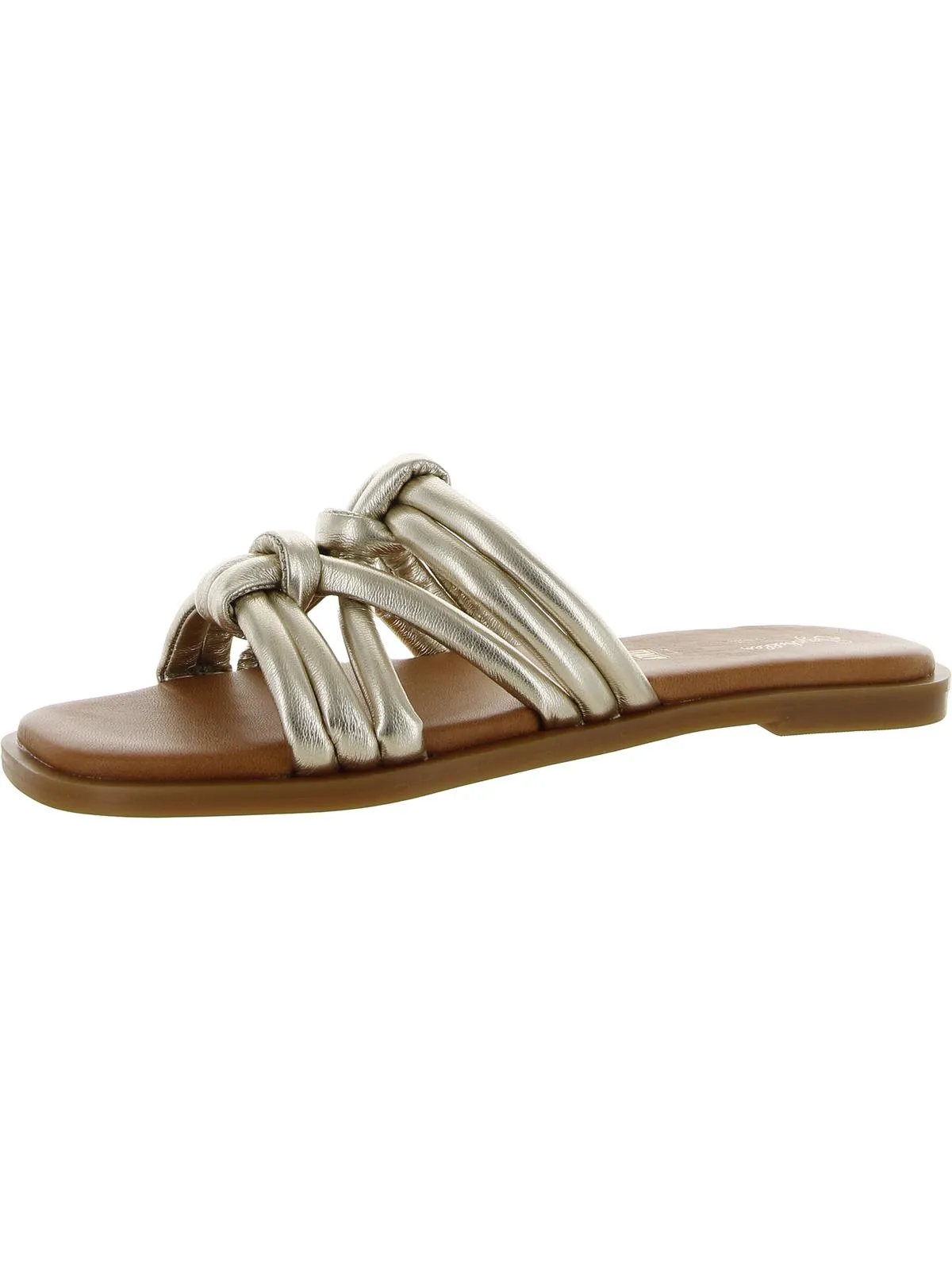 Sun Kissed Womens Faux Leather Slip On Slide Sandals