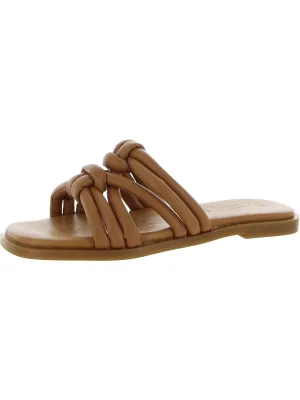 Sun Kissed Womens Faux Leather Slip On Slide Sandals