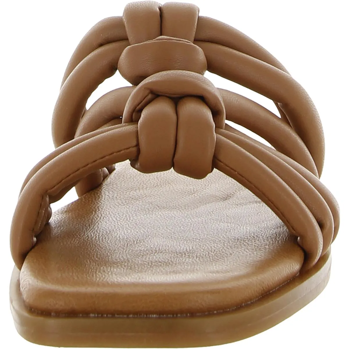 Sun Kissed Womens Faux Leather Slip On Slide Sandals