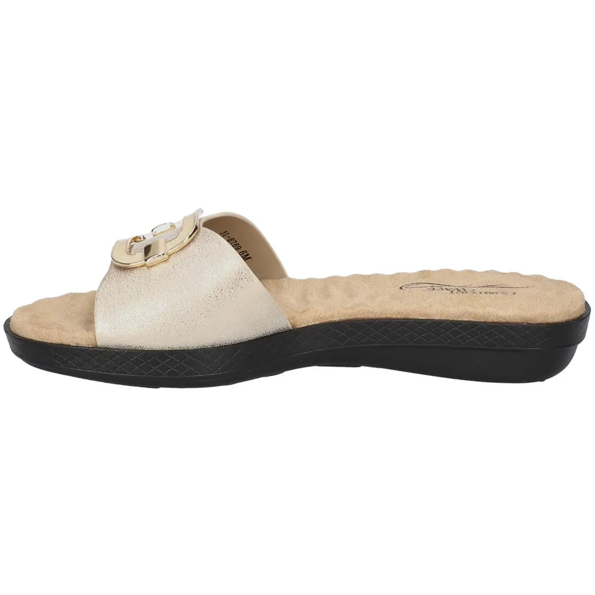 Sunshine Womens Metallic Slip On Slide Sandals