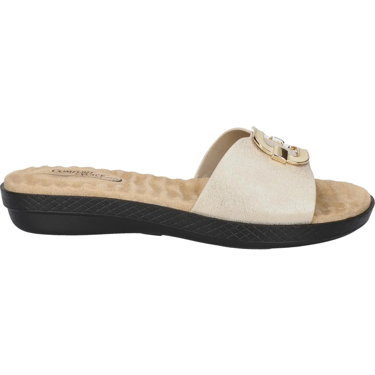 Sunshine Womens Metallic Slip On Slide Sandals