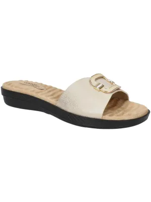 Sunshine Womens Metallic Slip On Slide Sandals
