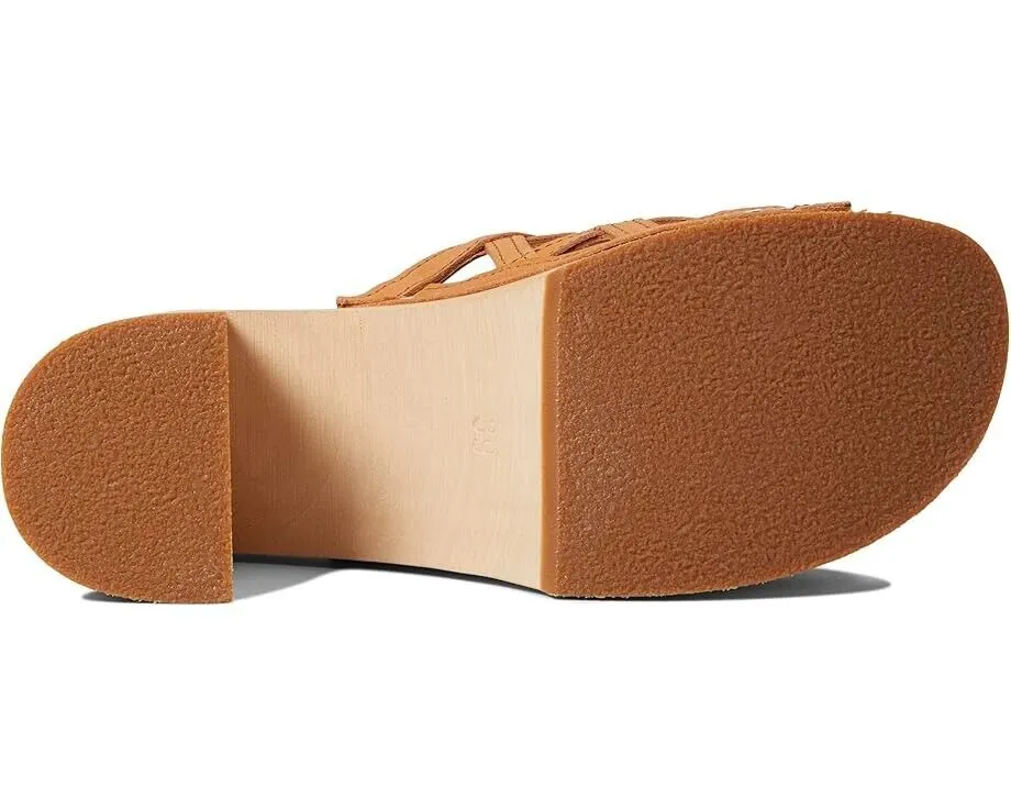 Swedish Hasbeens Basket Clog Women's 7 Brown Leather Slip-On Block Heel KHD350