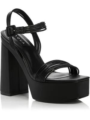 SWEET Womens Faux Leather Square toe Block Heel