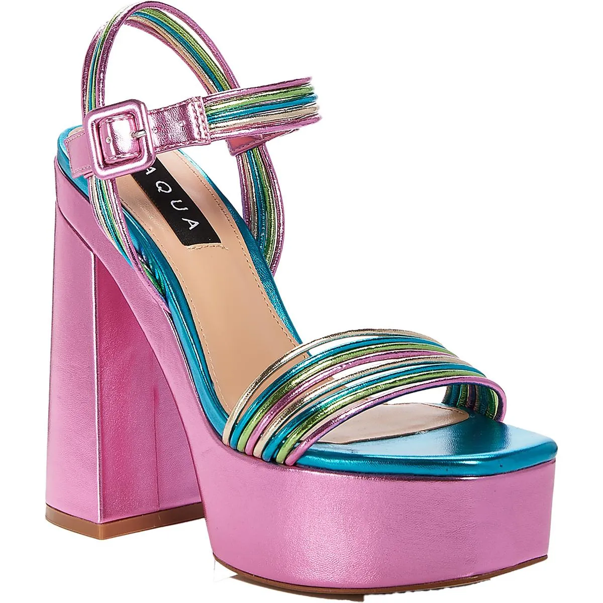 SWEET Womens Faux Leather Square toe Block Heel