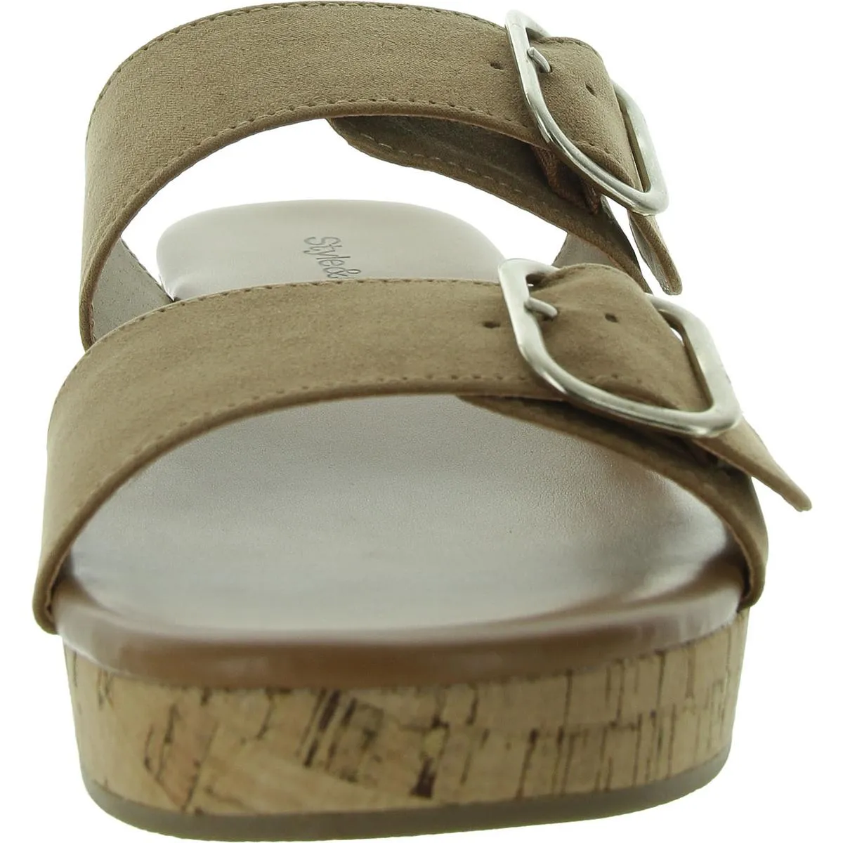 Temppestt Womens Open Toe Double Buckl Slide Sandals