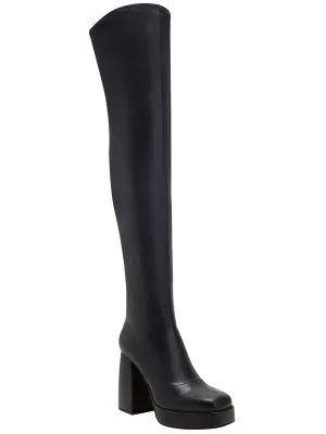 THE UPLIFT OTK Womens Faux Leather Platform Over-The-Knee Boots