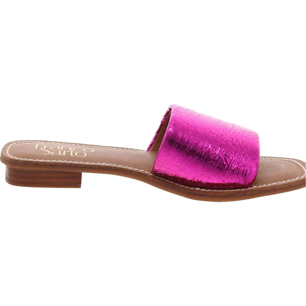 Tina Womens Metallic Leather Slide Sandals