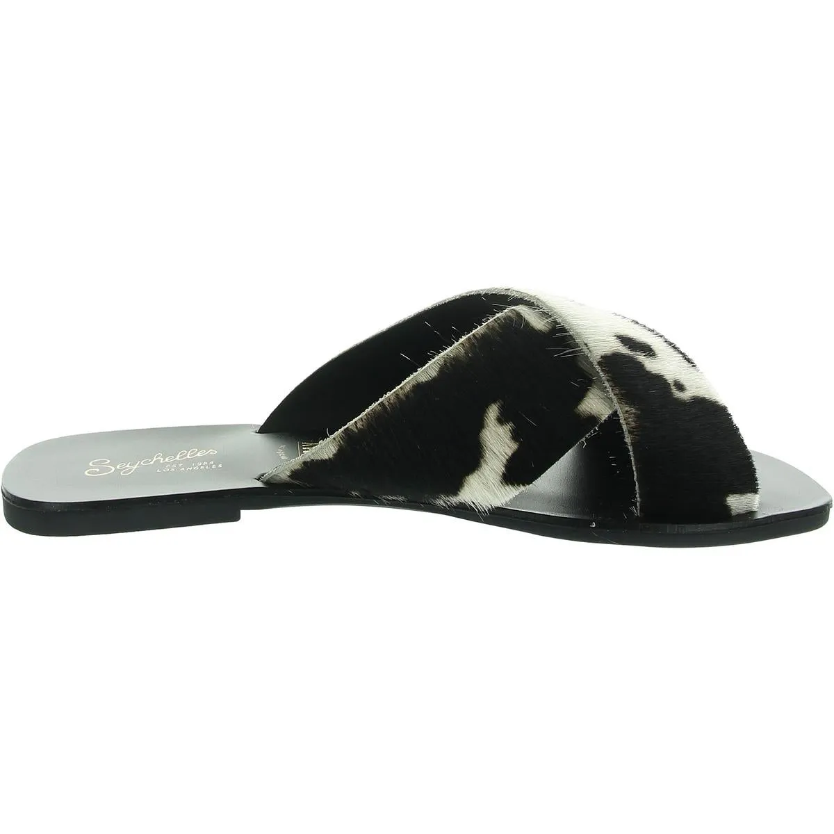 Total Relaxation Womens Animal Print Calf Hair Slide Sandals