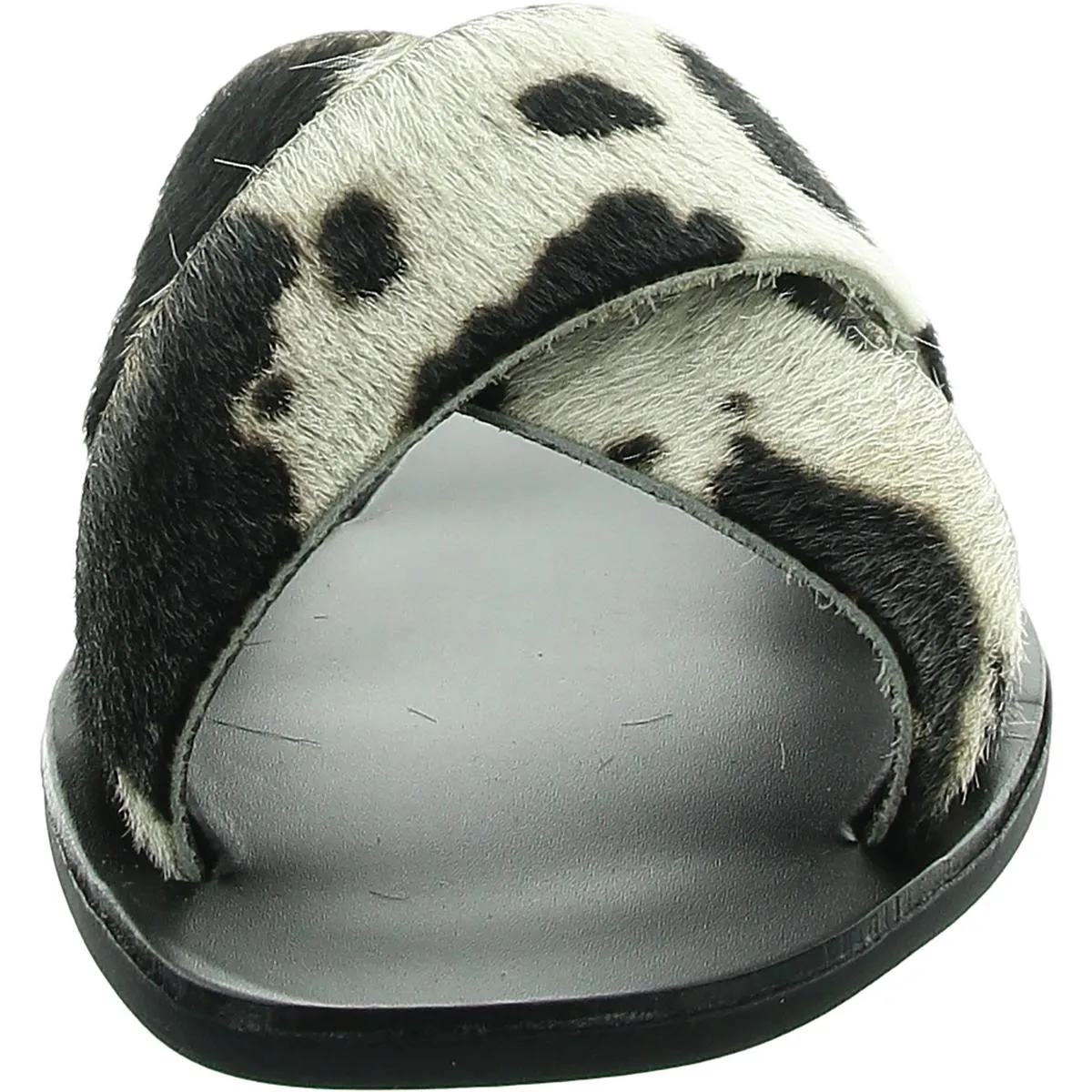 Total Relaxation Womens Animal Print Calf Hair Slide Sandals