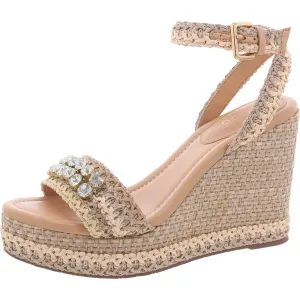 Tranca Womens Ankle Strap Rhinestone Platform Sandals