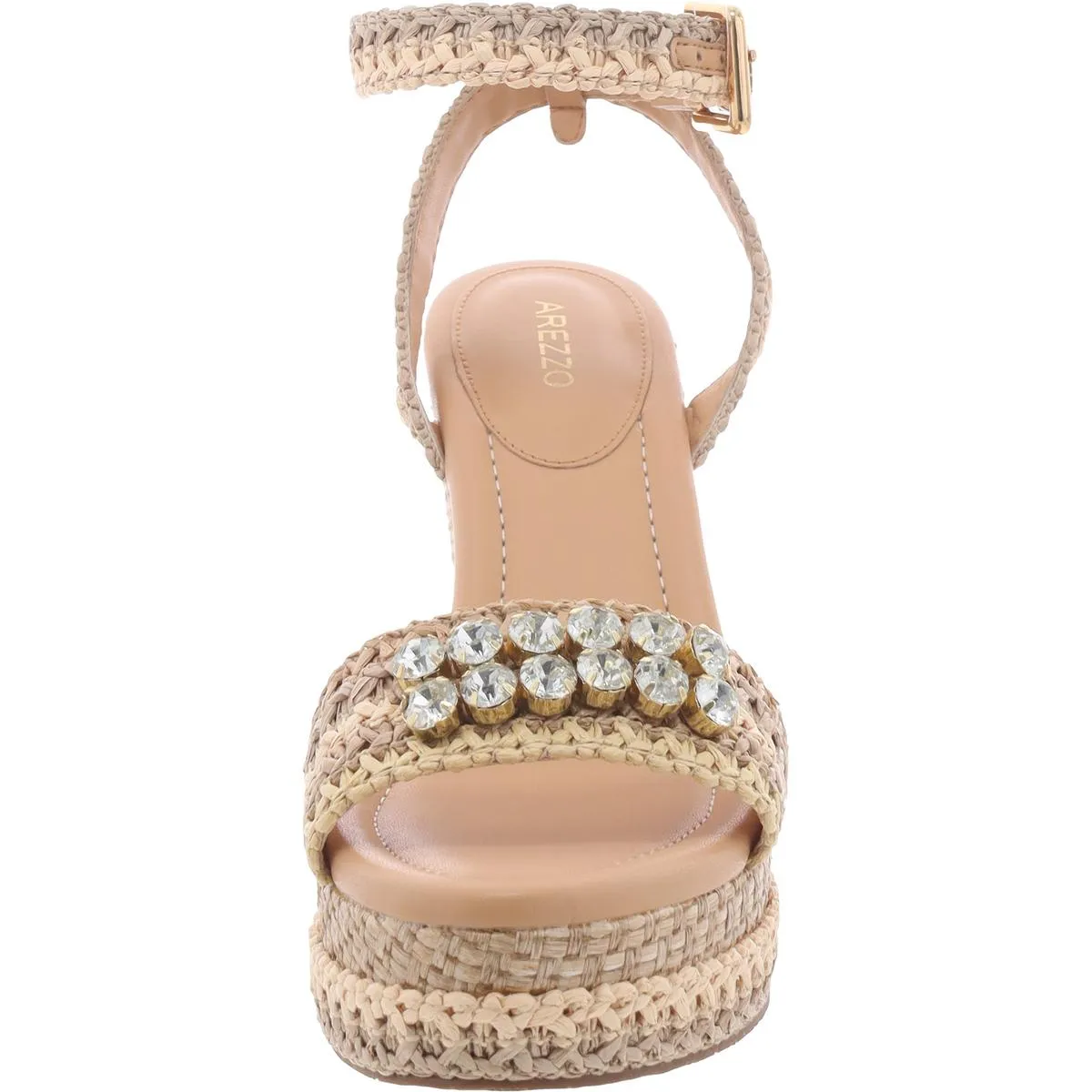 Tranca Womens Ankle Strap Rhinestone Platform Sandals