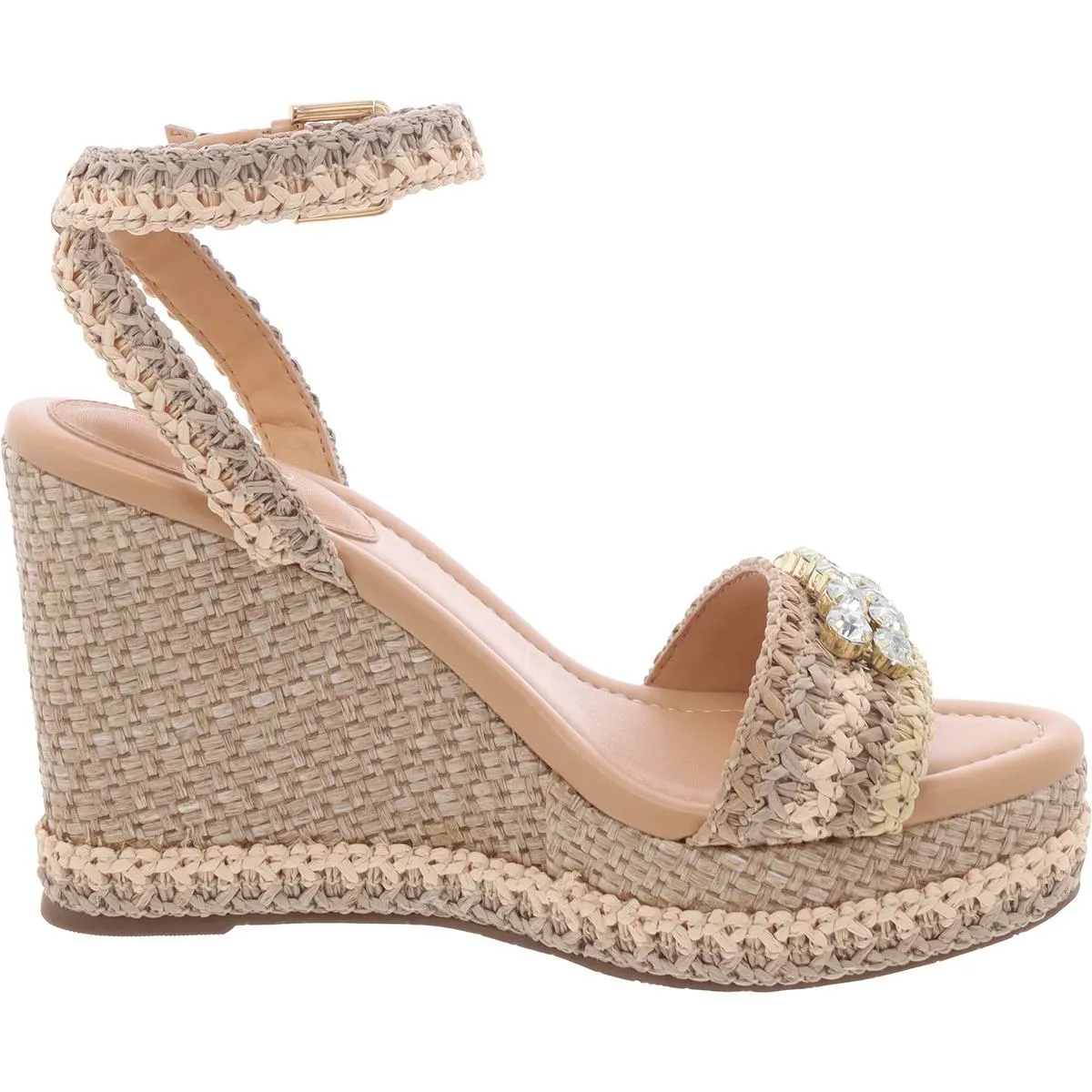 Tranca Womens Ankle Strap Rhinestone Platform Sandals