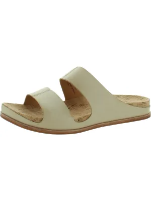 Tutsi Dual Band Womens Faux Leather Open Toe Slide Sandals