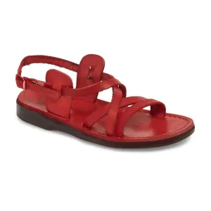 Tzippora Leather Strappy Slingback Sandal In Red