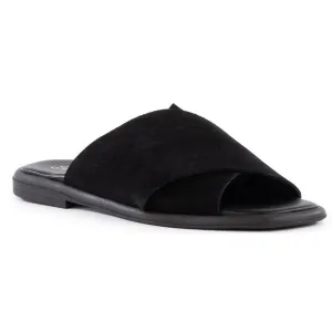 Upper Echelon Womens Criss-Cross Leather Slide Sandals